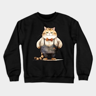 Whimsical Cute Cat wearing  a bow tie Crewneck Sweatshirt